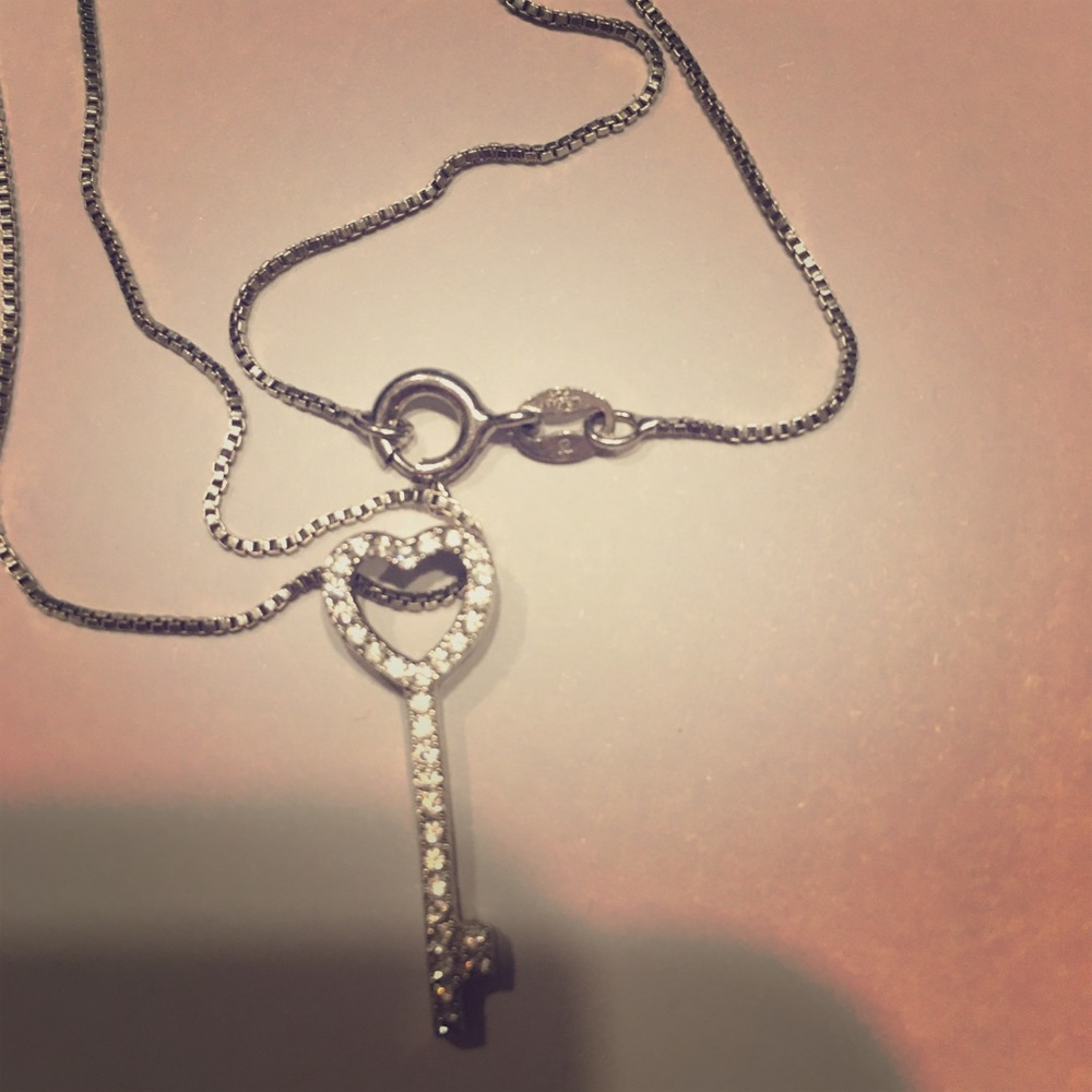 Beautiful Italian Silver diamonds heart key chain